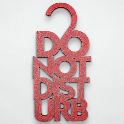 Maroon red Do Not Disturb sign with white bold lettering, ideal for hotel rooms, office spaces, and personal areas needing uninterrupted privacy.