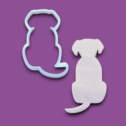 Dog cookie cutter featuring a Labrador and golden retriever design, ideal for baking full-sized dog treats, fondant crafts, cookie dough. ceramics and more. Available in 30 unique colors and ranges from 2 to 10 inches.
