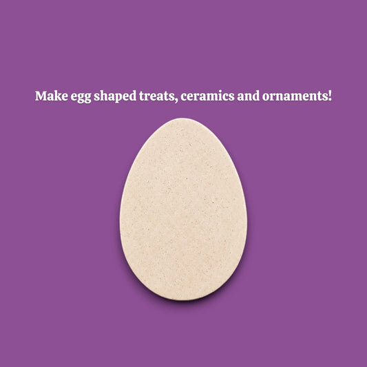 Egg-shaped cookie cutout for Easter treats, spring baking, fondant, and crafts - food-safe and biodegradable.