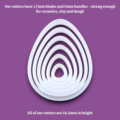Handmade and customizable Egg Cookie Cutter – Oval-shaped baking tool for cookies, fondant, sandwiches, and crafts, available in multiple sizes and vibrant colors.