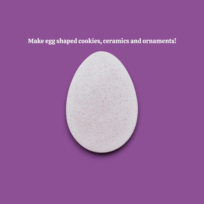 Egg-shaped cookie cutout for Easter treats, spring baking, fondant, and crafts - food-safe and biodegradable.