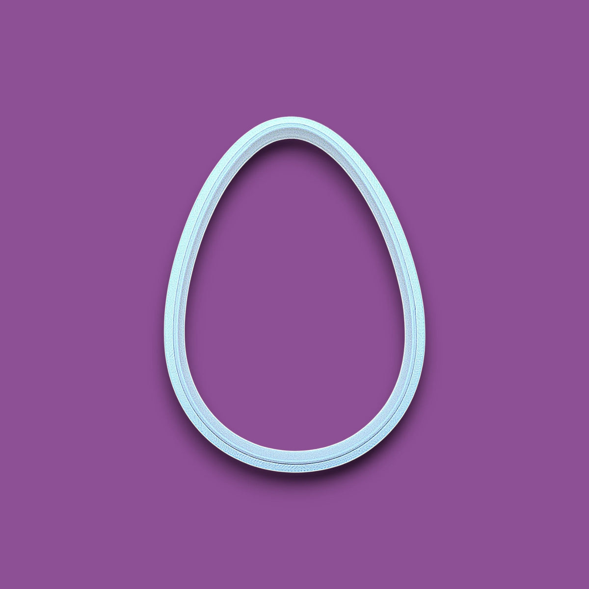 Egg Cookie Cutter in white – Oval-shaped baking tool for cookies, fondant, sandwiches, and crafts, available in multiple sizes and vibrant colors.