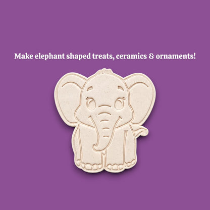 Elephant Cookie Cutter & Stamp Set- Safari Craft Ceramic & Fondant Mold