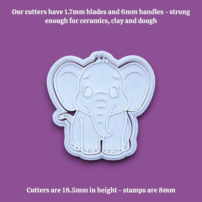 Elephant Cookie Cutter & Stamp Set- Safari Craft Ceramic & Fondant Mold