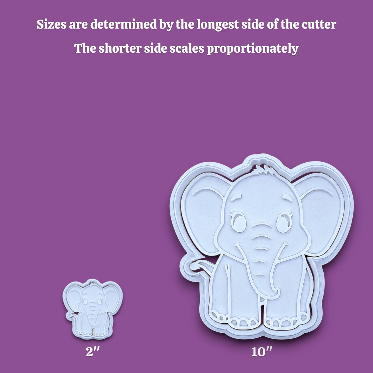 Elephant Cookie Cutter & Stamp Set- Safari Craft Ceramic & Fondant Mold