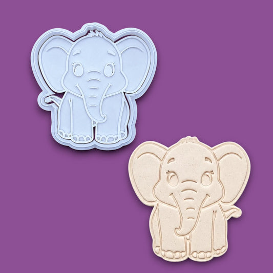 Elephant Cookie Cutter & Stamp Set- Safari Craft Ceramic & Fondant Mold