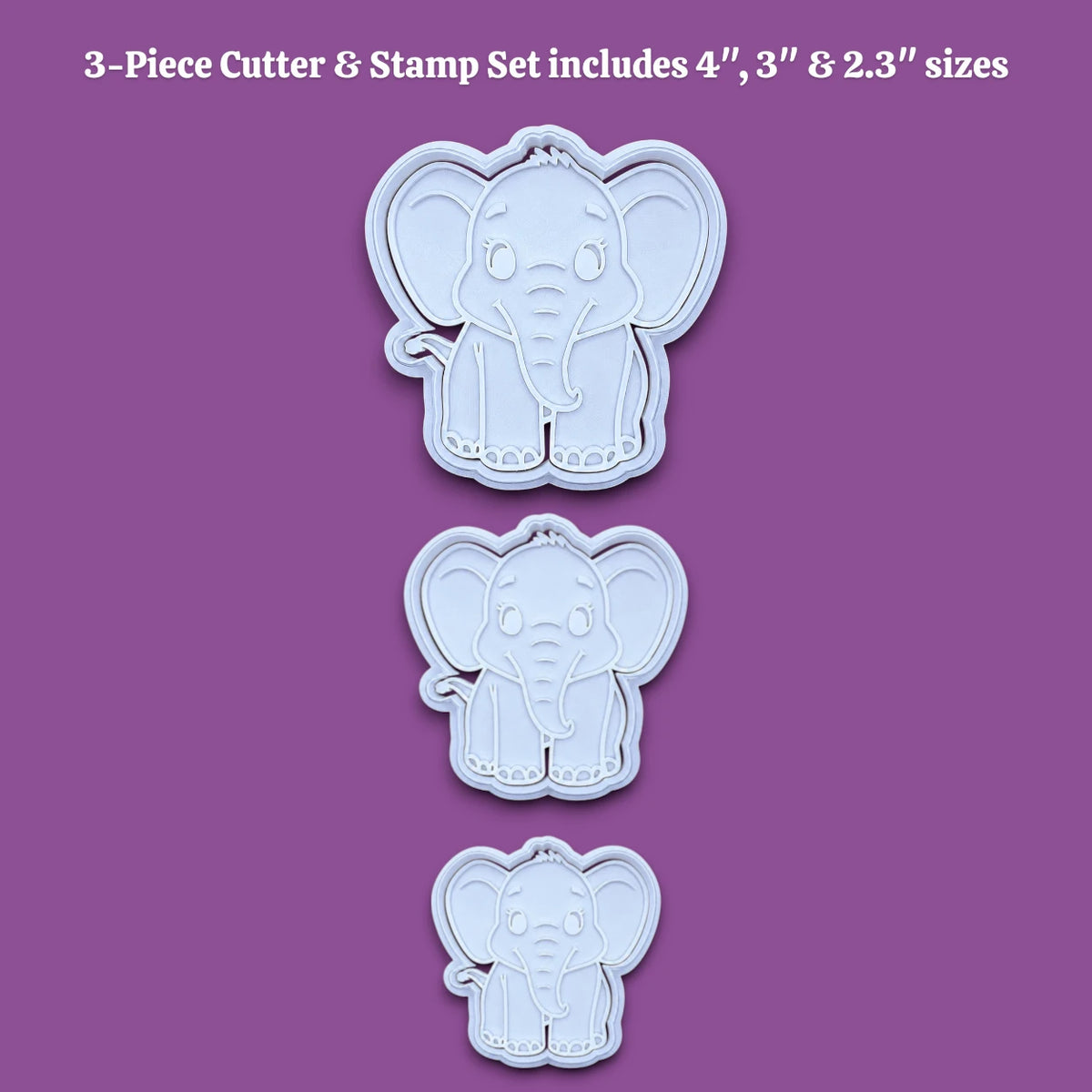 Elephant Cookie Cutter & Stamp Set- Safari Craft Ceramic & Fondant Mold