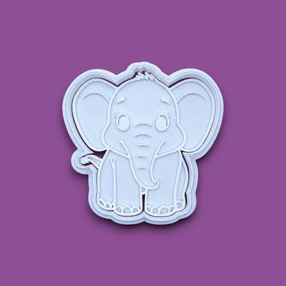 Elephant Cookie Cutter & Stamp Set- Safari Craft Ceramic & Fondant Mold