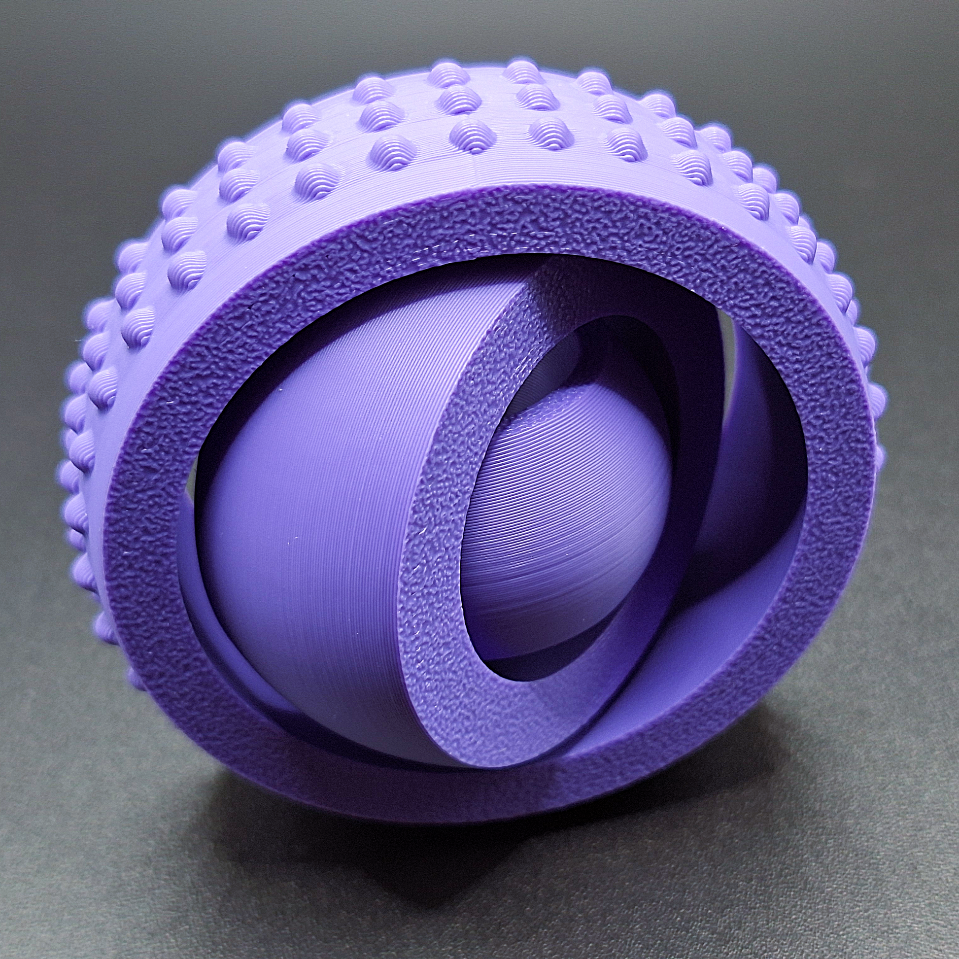 Purple fidget gyro spinner with modern design and smooth spin, handmade from eco PLA, great for stress relief, sensory play, and focus support.