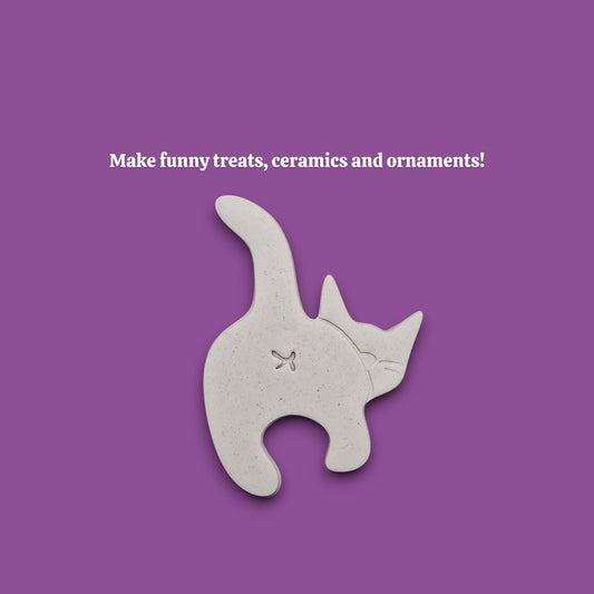 Cat butt cookie cutter dough cutout and imprint, perfect for gag gifts, funny treats and white elephant parties.