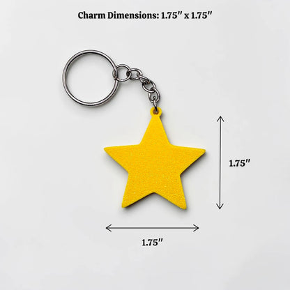 Handmade and customizable star keychain, made from eco PLA plastic, ideal for classroom prizes, rewards, events, kids, and party favors.