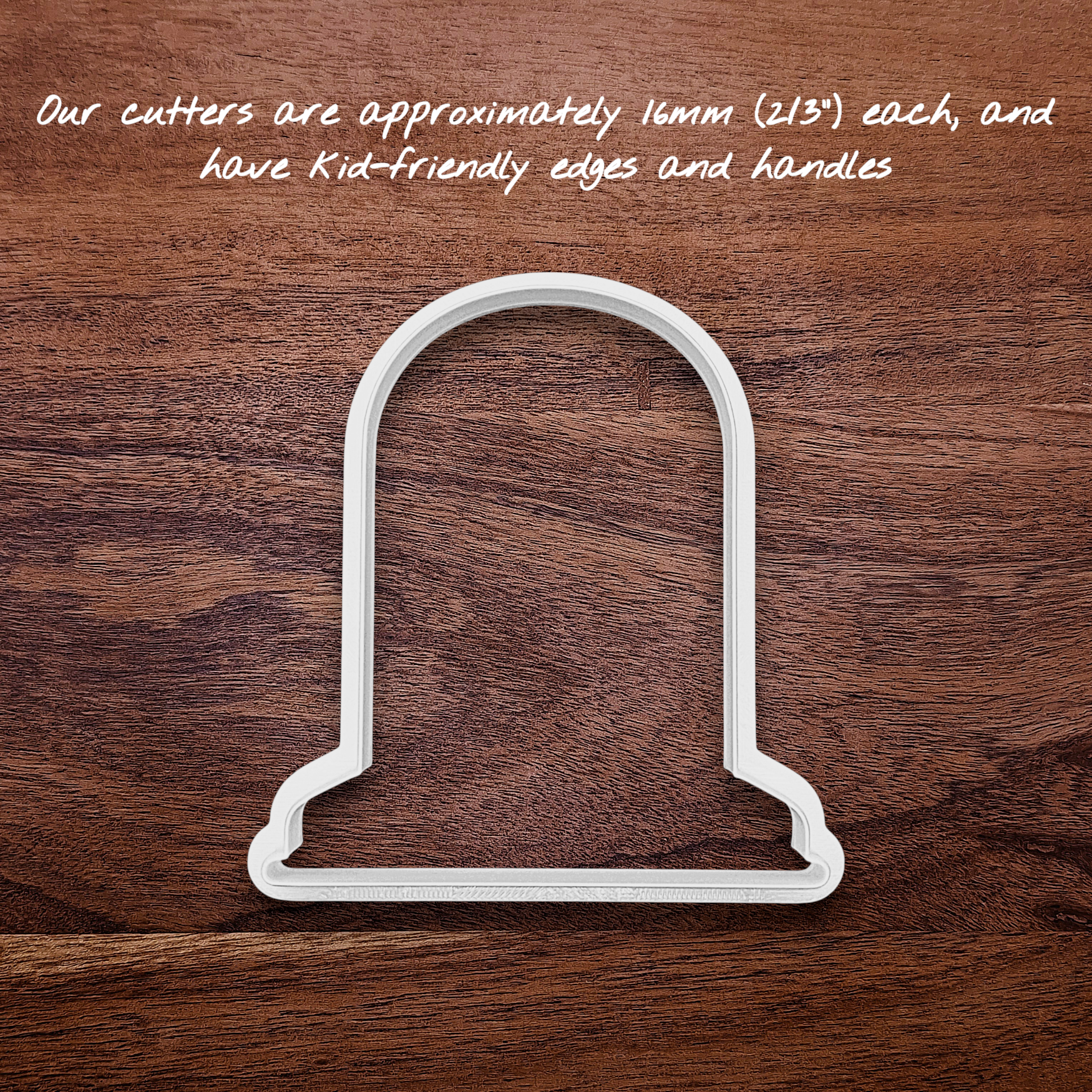 Gravestone cookie cutter only, ideal for Halloween cookies, fondant toppers, and spooky baking projects without added stamp detail.