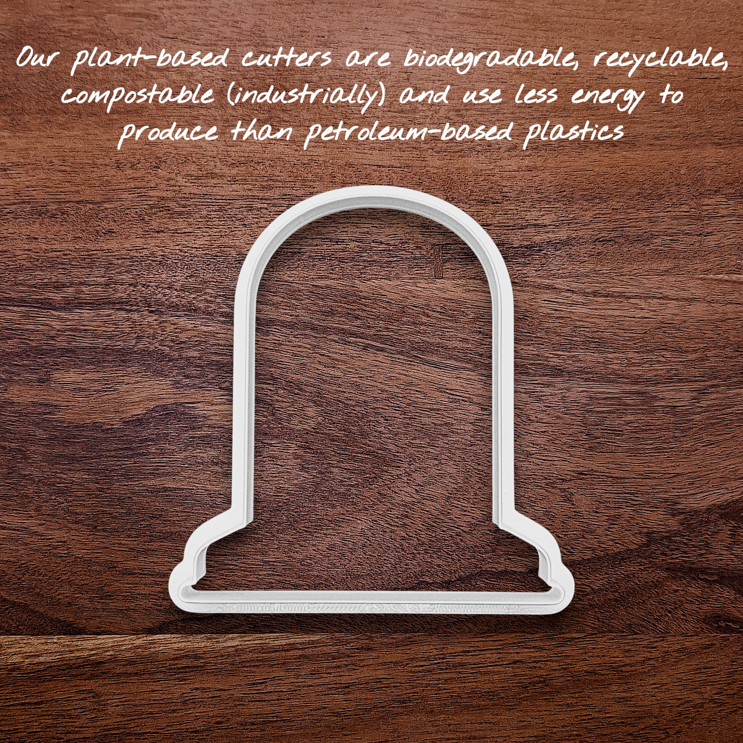Gravestone cookie cutter only, ideal for Halloween cookies, fondant toppers, and spooky baking projects without added stamp detail.