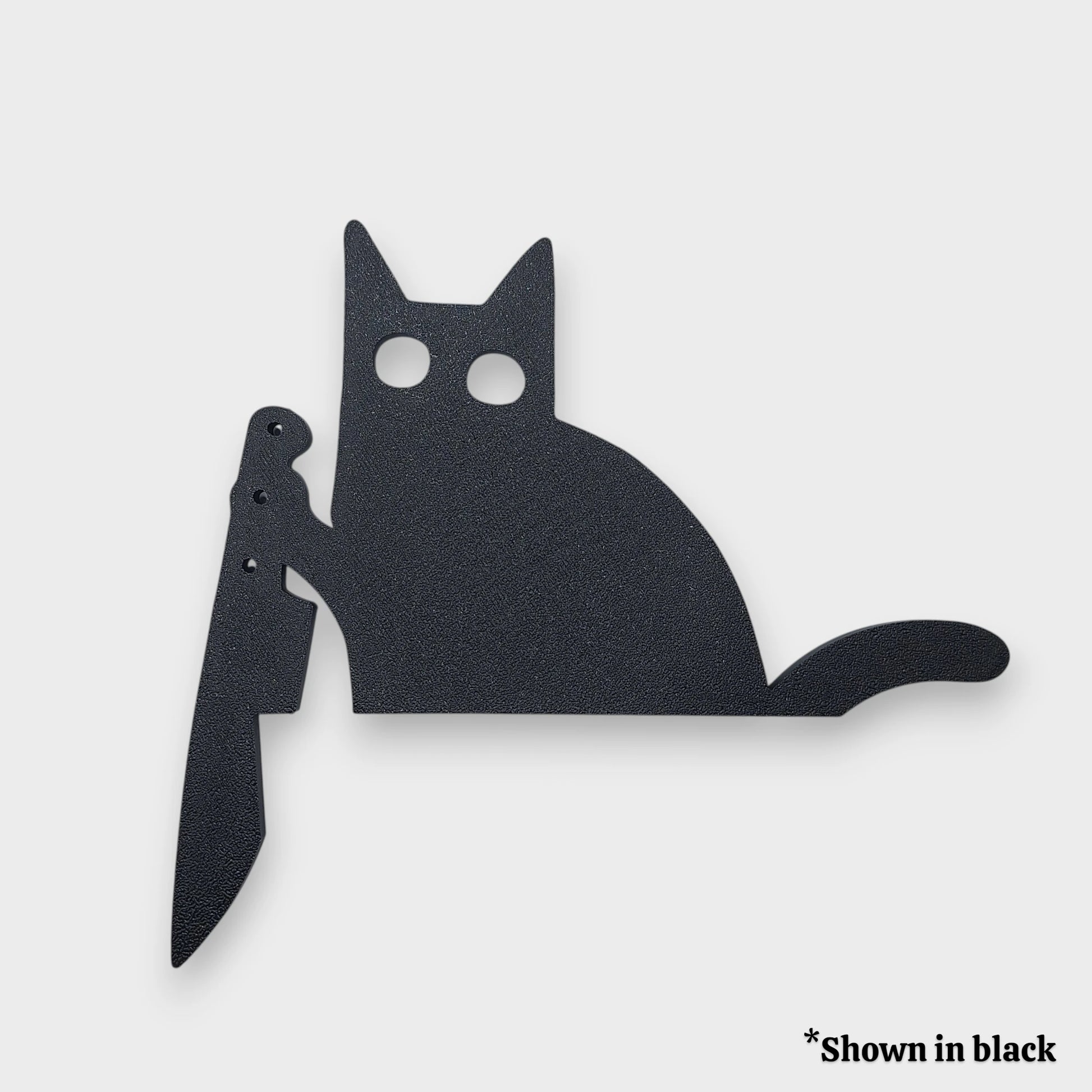 Halloween black cat door topper, creepy fall decor, funny gothic home accent, prank gift idea for cat lovers with dark humor.