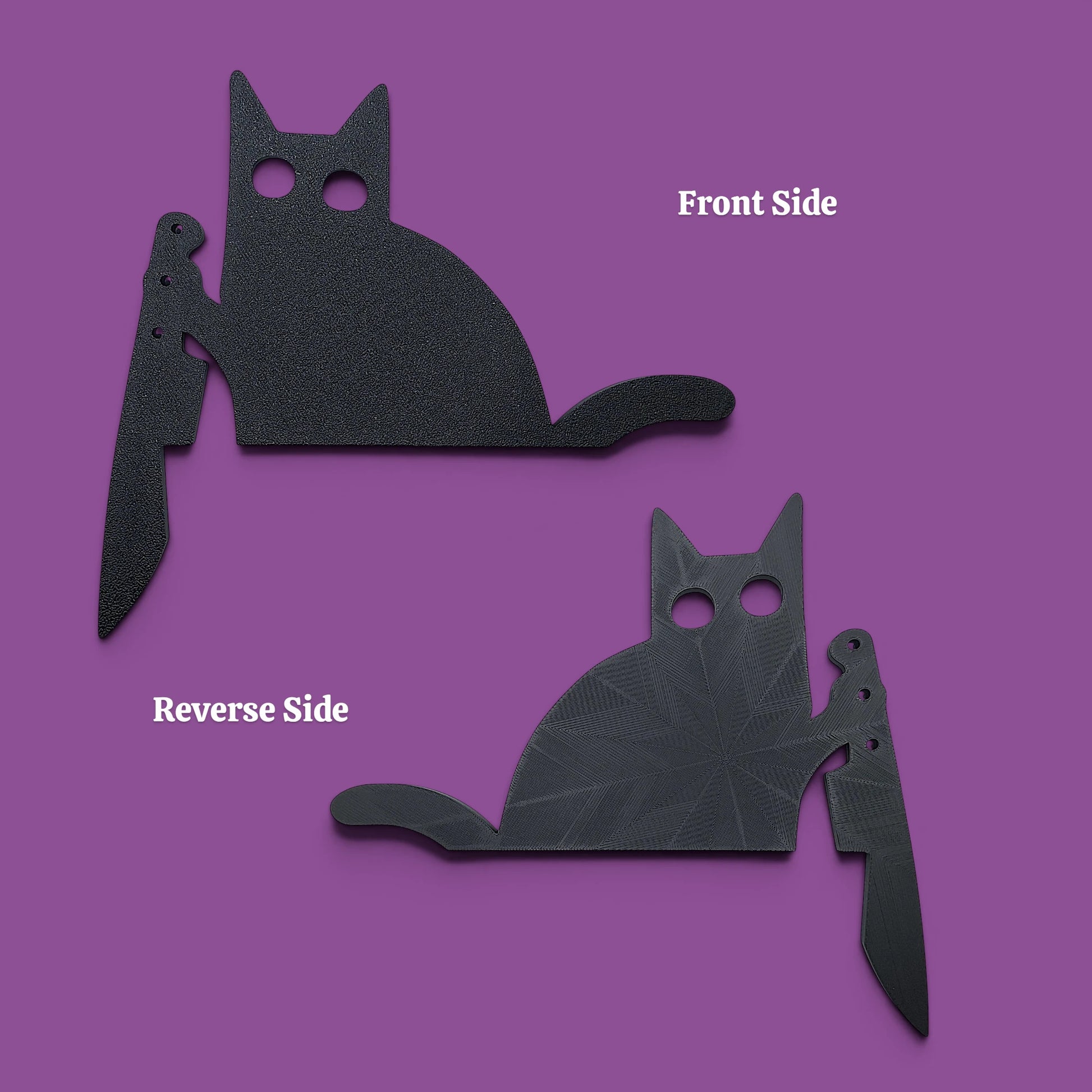Black cat door topper, creepy Halloween decor, funny gothic home accent, prank gift idea for cat lovers with dark humor.