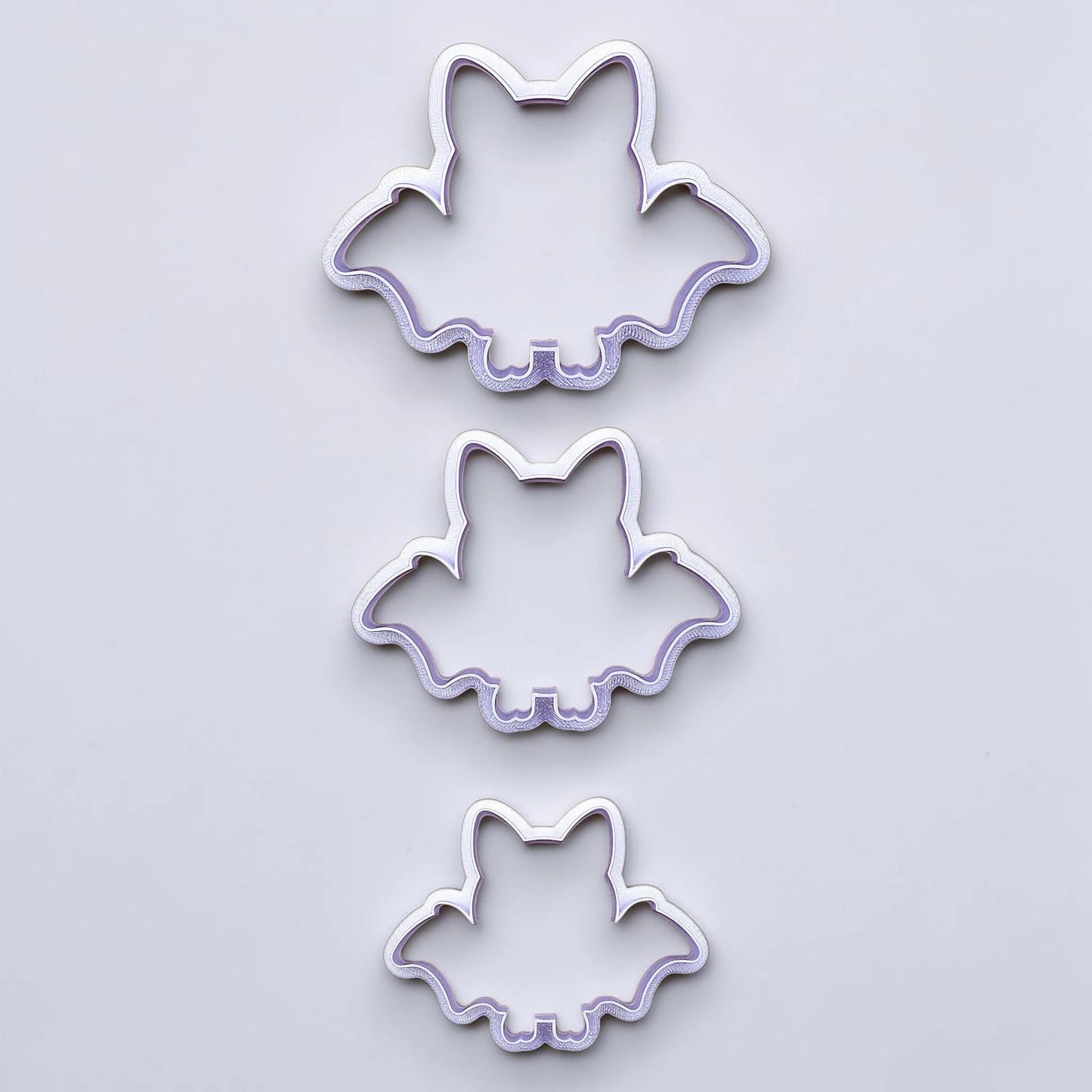 Bat cookie cutters, perfect for spooky Halloween cookies, fondant crafts, and gothic-themed baking projects.