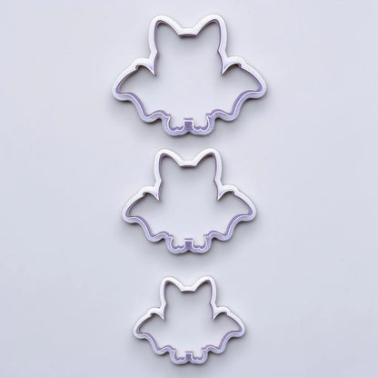 Bat cookie cutters, perfect for spooky Halloween cookies, fondant crafts, and gothic-themed baking projects.