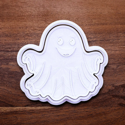 Handmade and customizable ghost cookie cutter and stamp, great for baking Halloween trick or treats or kid-friendly spooky snacks.