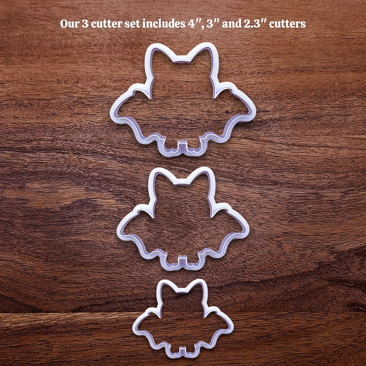 Bat cookie cutters, perfect for spooky Halloween cookies, fondant crafts, and gothic-themed baking projects.