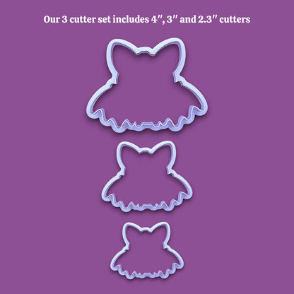 Three cute bat cookie cutters - adds cute Halloween charm. Complete with cute details for whimsical baking, parties, or spooky gifting. Handmade and customizable in 30 colors.