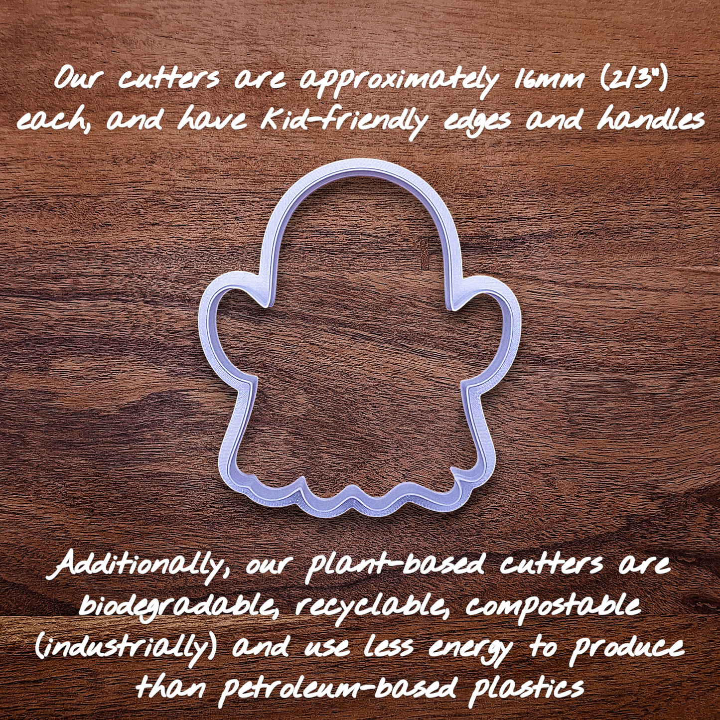 Ghost-shaped cookie cutter without stamp – versatile Halloween baking tool for cookies, fondant, crafts, or clay projects.