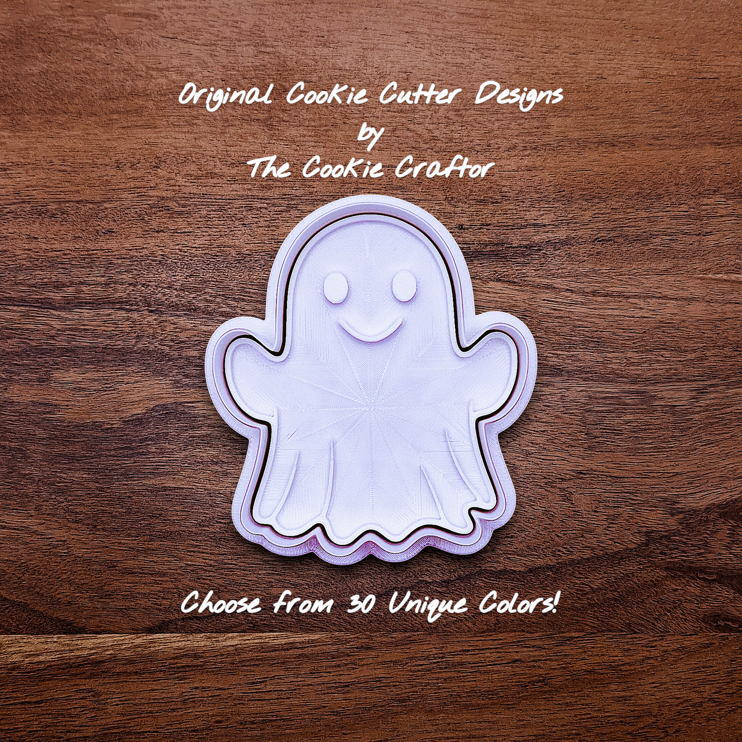 Ghost cookie cutter and stamp – great for Halloween cookies, fondant, or crafts with clean, detailed imprints.