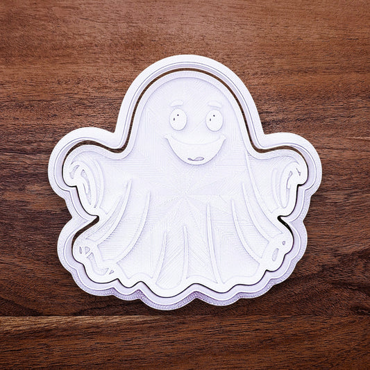 Halloween ghost cookie cutter and stamp combo. Great for easy decorating and fun fall baking for school or spooky family celebrations.