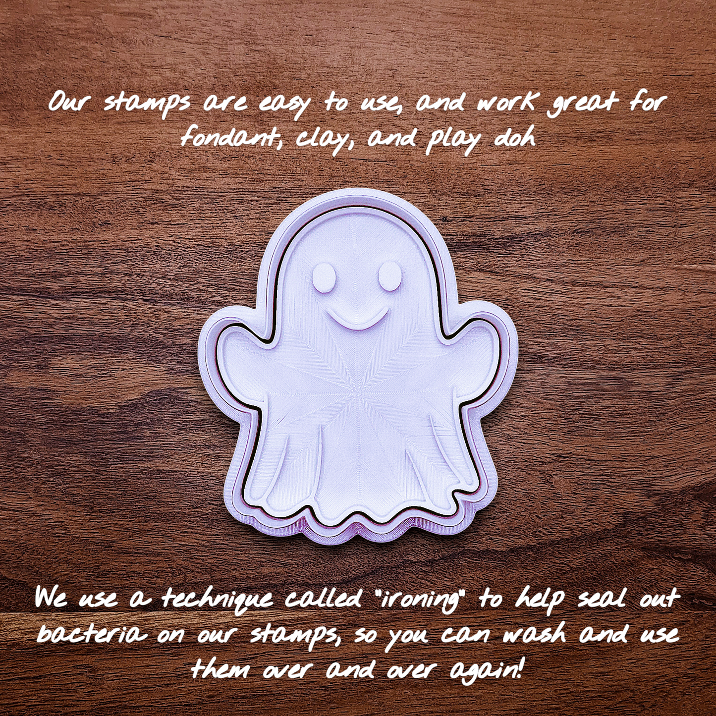 Ghost-shaped cookie cutter without stamp – versatile Halloween baking tool for cookies, fondant, crafts, or clay projects.