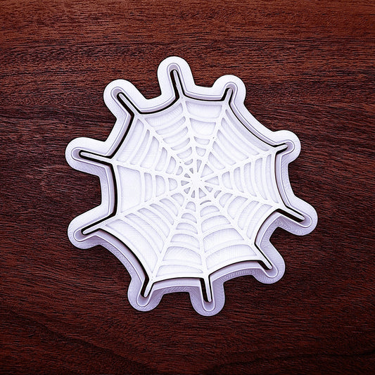 Spiderweb cookie cutter and stamp for mini spooky cookies or cupcake toppers. Great for detailed fondant and clay projects.
