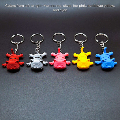 Five articulated cat keychains in front view, great for keys, backpacks, and small gifts with charm.