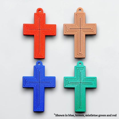 Handmade and customizable articulated cross keychains in various colors, ideal for personalized gifts, church events, VBS, and faith-based accessories.
