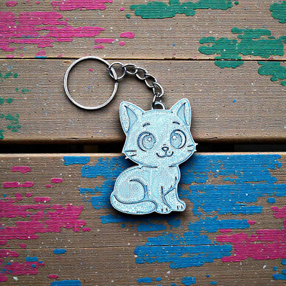Handmade and customizable cat keychain – perfect for pet lovers, gifts, and cat-themed bag or zipper charms.