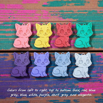 Handmade and customizable cat keychains in various colors – perfect for pet lovers, gifts, and cat-themed bag or zipper charms.