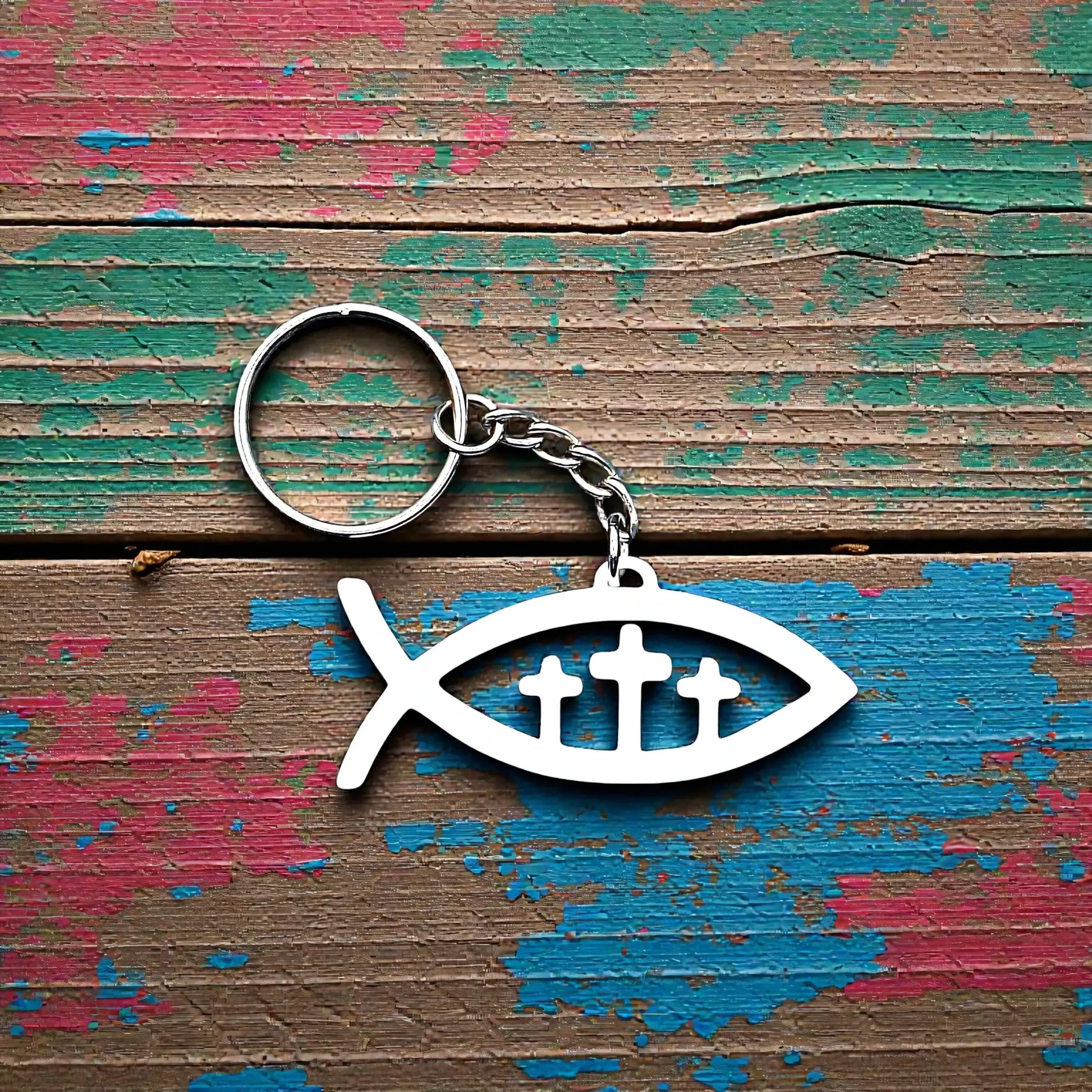 Handmade Christian Fish Keychain, perfect for religious gifts, baptism, confirmation, Sunday school, and church events.