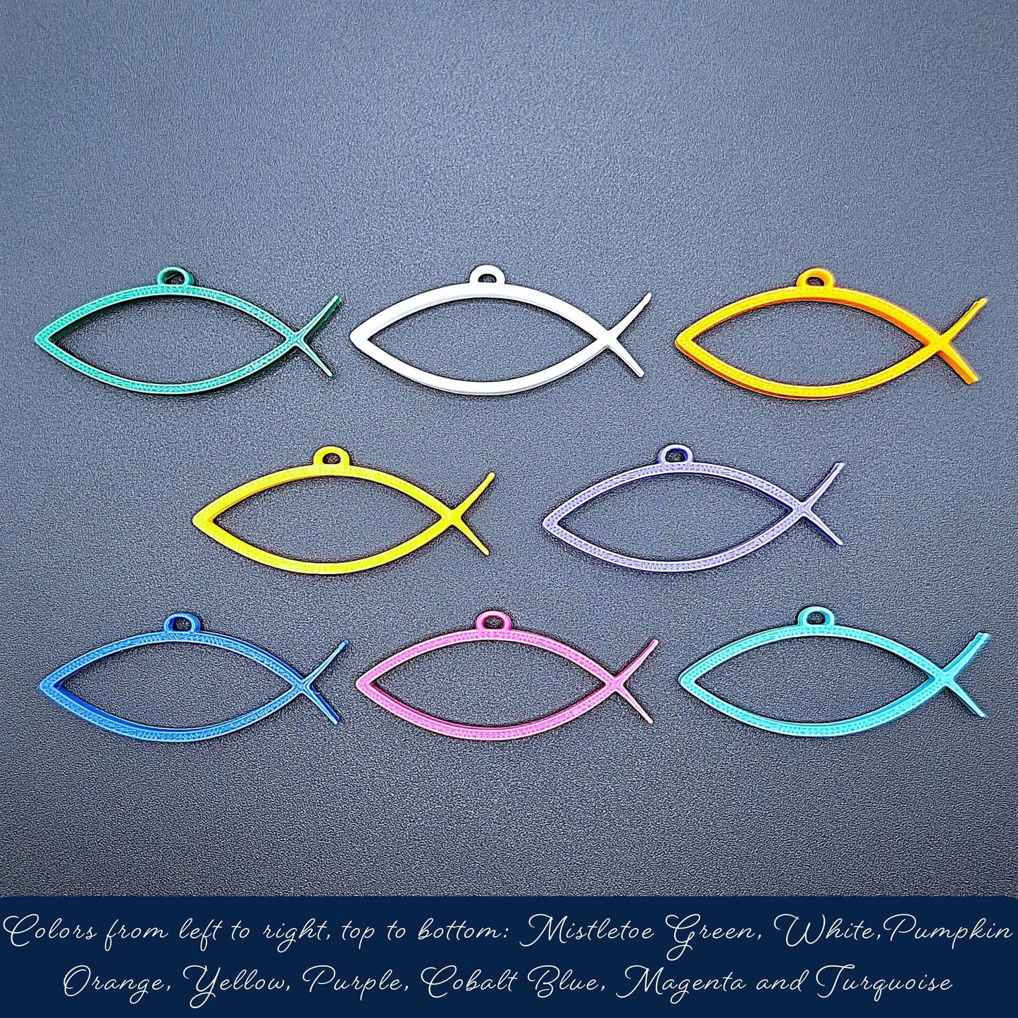 Reverse of handmade Christian Fish Keychains, inspirational religious charms for believers, disciples, and Christian gifting.