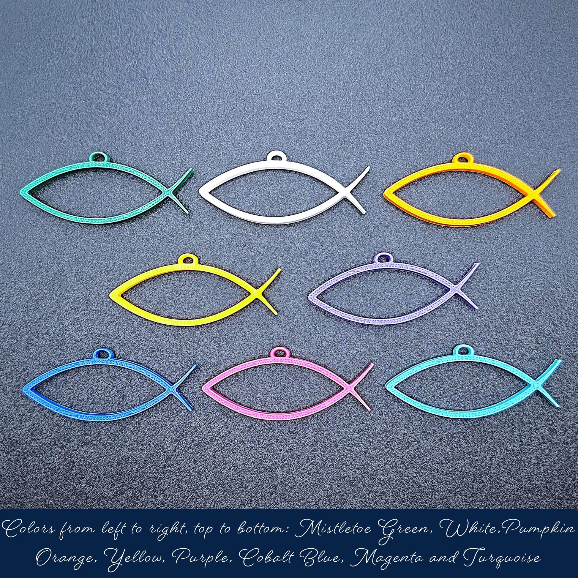 Reverse of handmade Christian Fish Keychains, inspirational religious charms for believers, disciples, and Christian gifting.