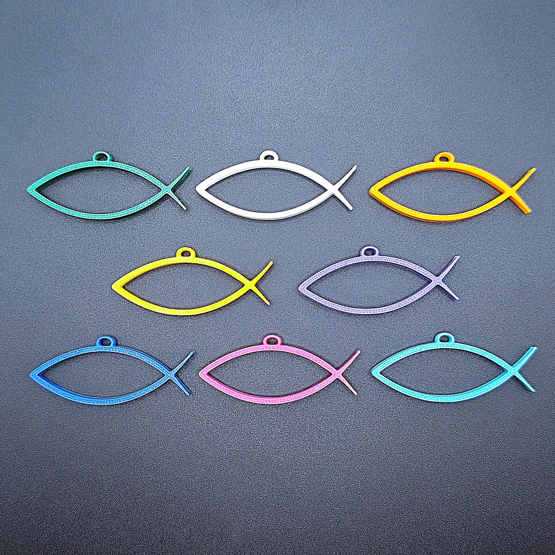 Reverse of handmade Christian Fish Keychains, inspirational religious charms for believers, disciples, and Christian gifting.