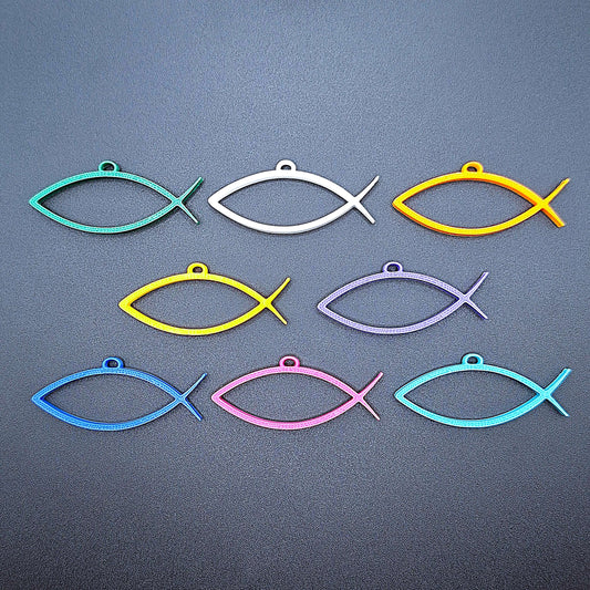 Reverse of handmade Christian Fish Keychains, inspirational religious charms for believers, disciples, and Christian gifting.