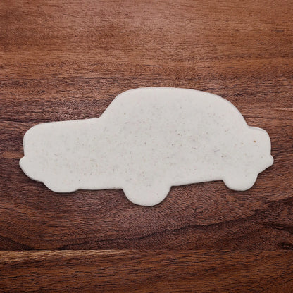 Handmade and customizable antique roadster car cookie cutter dough cutout, perfect for vintage car themed cookies, birthdays and gifting.