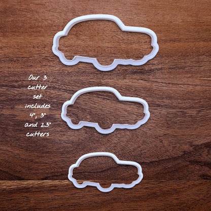 Handmade and customizable antique roadster car cookie cutter set, perfect for vintage car themed cookies, birthdays and gifting.