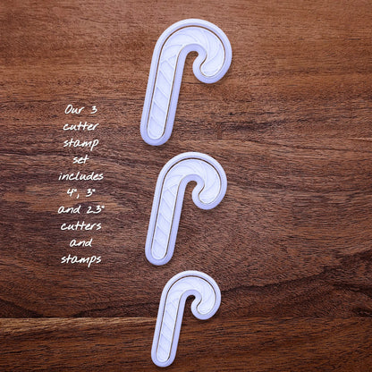 Handmade and customizable Christmas holiday Candy Cane Cookie Cutters and Stamps - stamp adds stripe details for Christmas cookies, festive gifts, and fun seasonal family baking activities.