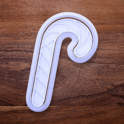 Handmade and customizable Christmas holiday Candy Cane Cookie Cutter and Stamp - stamp adds stripe details for Christmas cookies, festive gifts, and fun seasonal family baking activities.