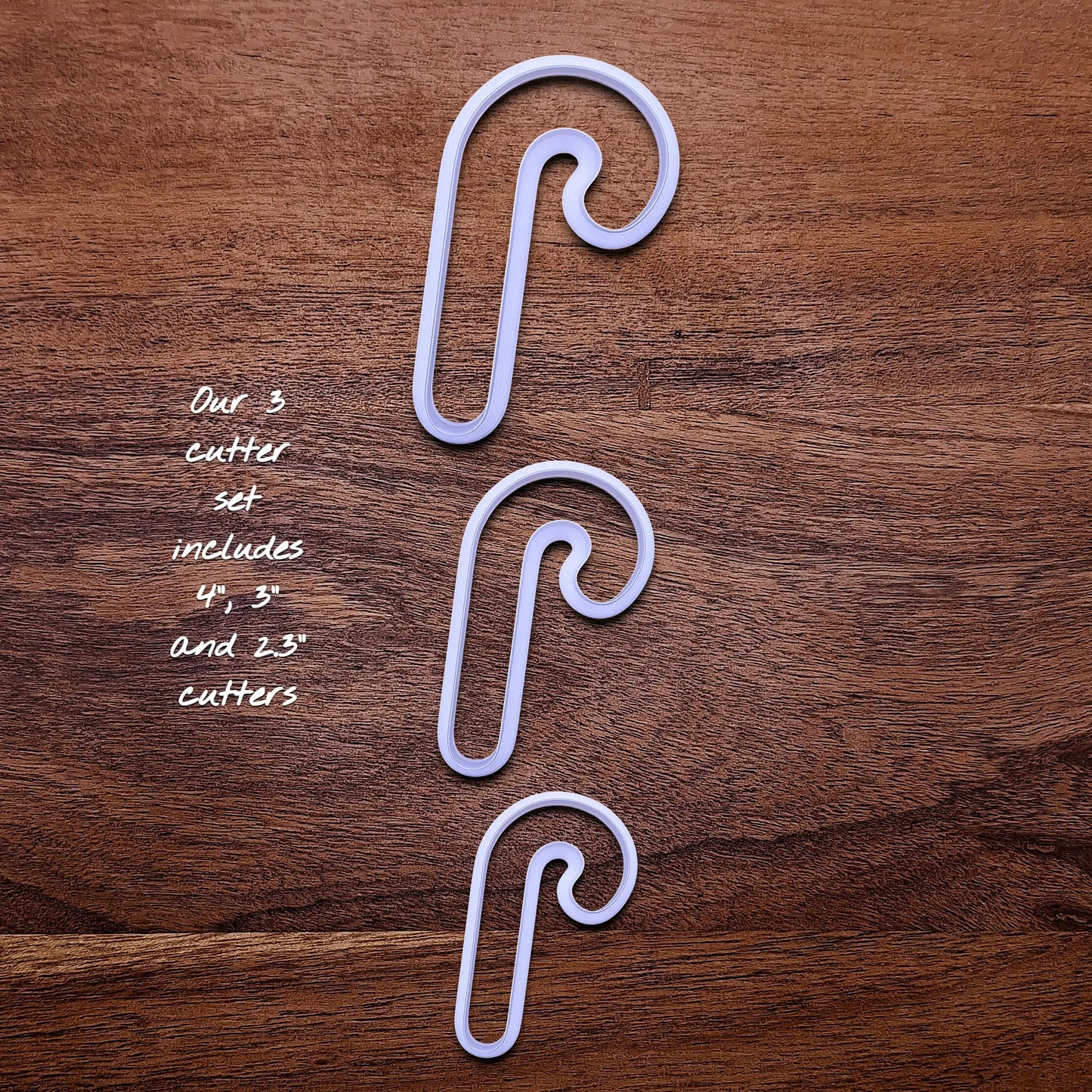 Handmade and customizable Christmas holiday Candy Cane Cookie Cutter Set - perfect for Christmas cookies, festive gifts, and fun seasonal family baking activities.