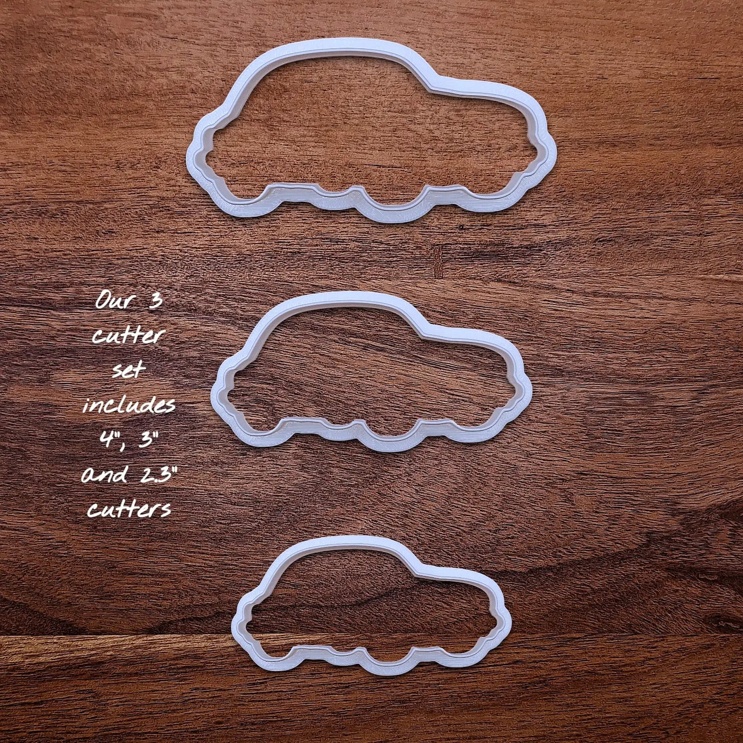 Handmade and customizable punch buggy car cookie cutters, perfect for vintage car themed cookies, birthdays and gifting.