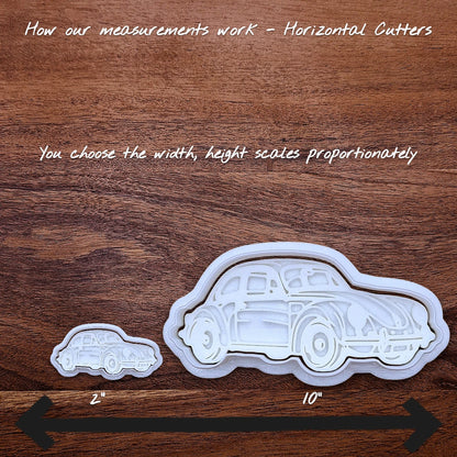 Size chart showing how sizing increasing and decreasing works for the cookie cutter and stamp