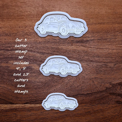 Handmade and customizable punch buggy car cookie cutters and stamps, perfect for vintage car themed cookies, birthdays and gifting.
