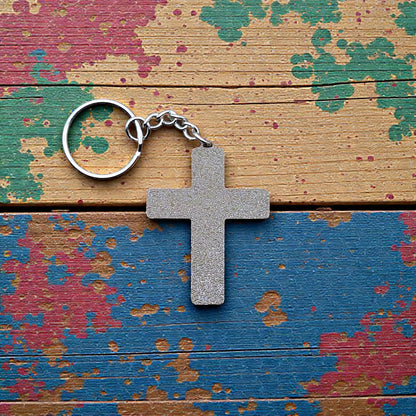 Handmade and customizable cross keychain, perfect for church events, VBS, and faith-inspired gifts.