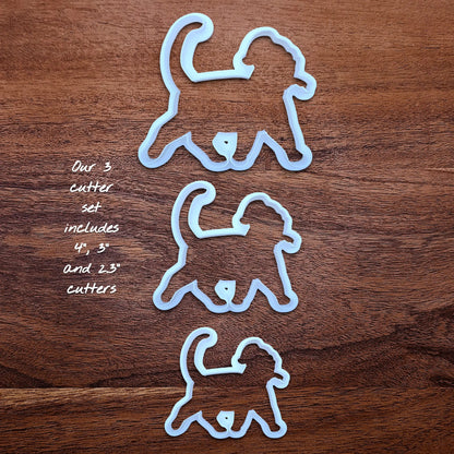 Funny Santa Hat Cat Butt Cookie Cutter, available in a 3-piece set or individual sizes, perfect for baking, fondant, crafts, gag gifts and white elephant parties.