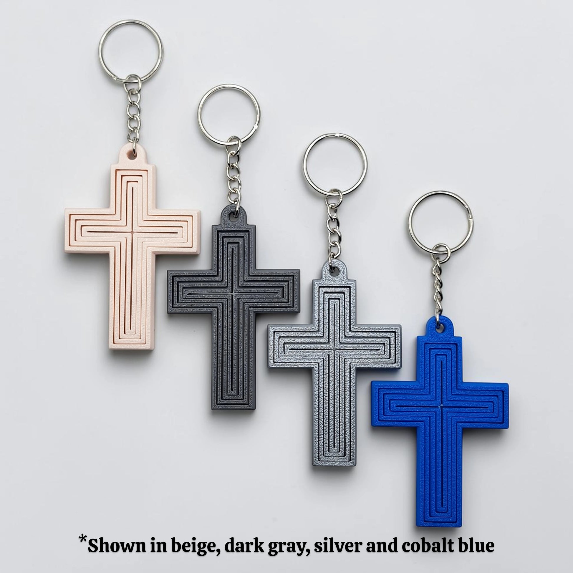 Articulated cross keychains in unique colors, ideal for personalized gifts, church events, VBS, and faith-based accessories.