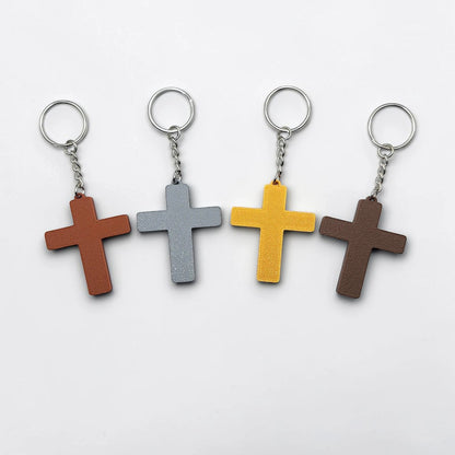 Handmade and customizable cross keychains in various colors, perfect for church events, VBS, and faith-inspired gifts.